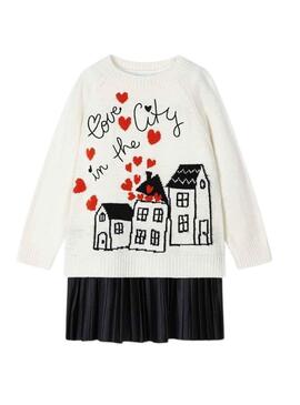 Robe Mayoral Tricot Love Ville blanc pour Fille