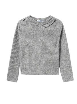 Pull Mayoral Canal Cut Out Gris pour Fille
