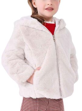 Manteaux Mayoral Fourrure Blanc Rotatif pour Fille