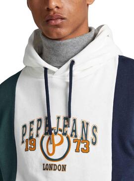 Sweat Pepe Jeans Moins Blanc pour Homme