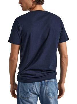 T-Shirt Pepe Jeans Wyatt Bleu Bleu Marine pour Homme