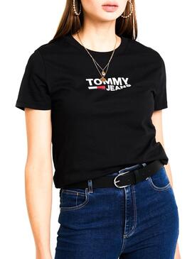 T-Shirt Tommy Jeans Corp Logo Noir Femme