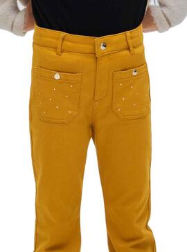 Pantalon Mayoral Tacuelas Poches Jaune Fille