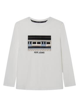 T-Shirt Pepe Jeans Nealson Blanc pour Garçon