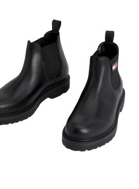 Bottines Tommy Jeans Cuir Napa Noire Homme