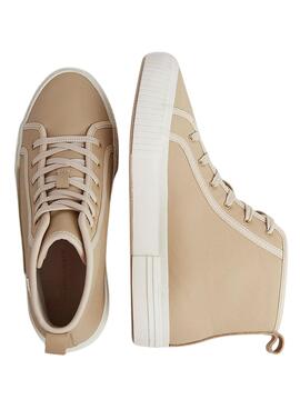 Baskets Tommy Hilfiger TH Cuir Beige Femme
