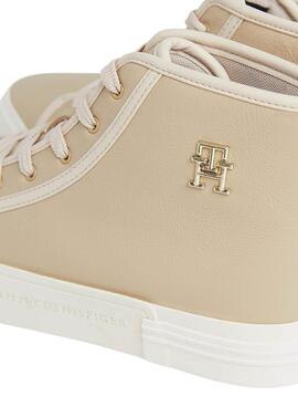 Baskets Tommy Hilfiger TH Cuir Beige Femme