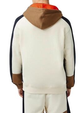 Sweat Lacoste Couleur Block Blanc Homme