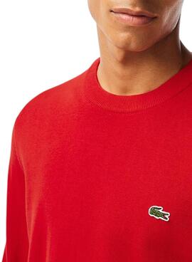 Pull Lacoste Tricot Rouge pour Homme