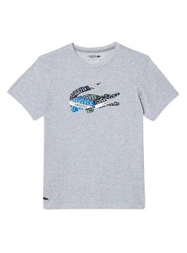 T-Shirt Lacoste Séchage Rapide Gris Homme