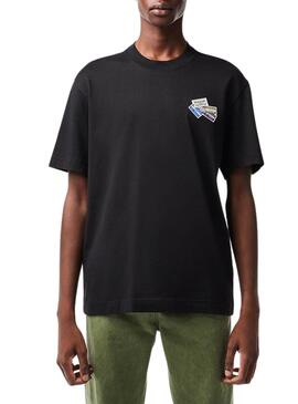 T-Shirt Lacoste Knitted Grueso Noire pour Homme