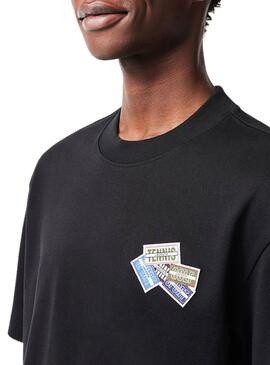 T-Shirt Lacoste Knitted Grueso Noire pour Homme