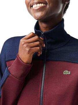Sweat Lacoste Paris Piqué Bordeaux pour Femme