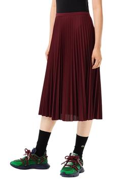 Jupe Lacoste Jupe Plissée Fluide Bordeaux Femme