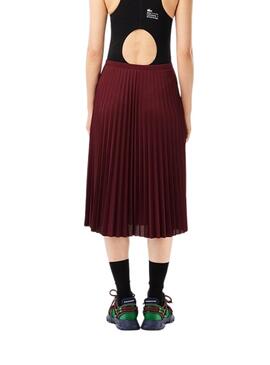 Jupe Lacoste Jupe Plissée Fluide Bordeaux Femme