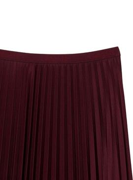 Jupe Lacoste Jupe Plissée Fluide Bordeaux Femme