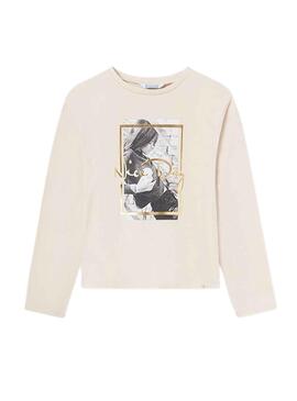 T-Shirt Mayoral Graphique Nice Day Beige Fille