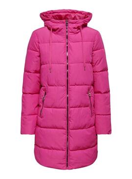 Veste Only Chariot Long Puffer Rose pour Femme