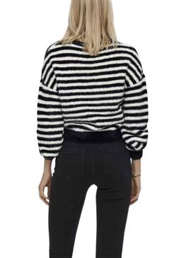 Pull Only Piumo Rayures Noire pour Femme