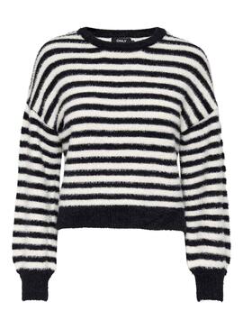 Pull Only Piumo Rayures Noire pour Femme