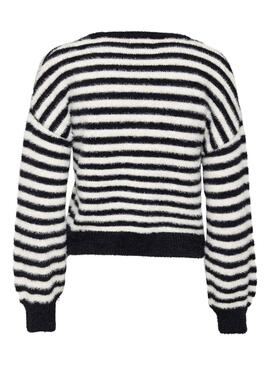 Pull Only Piumo Rayures Noire pour Femme