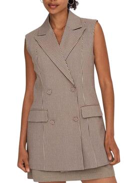 Gilet Only Molly Vichy Brun pour Femme