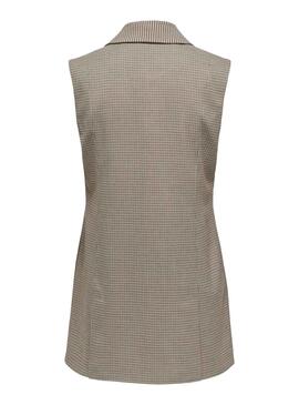 Gilet Only Molly Vichy Brun pour Femme