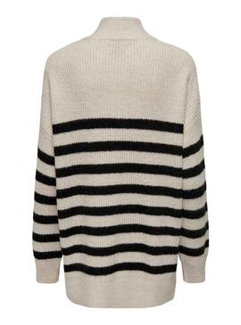 Pull Only Alfrida Zip Highneck Beige Femme