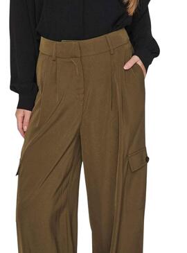 Pantalon Vila Winnie Mia Wide Cargo Brun Femme