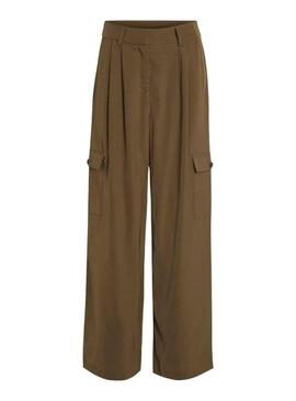 Pantalon Vila Winnie Mia Wide Cargo Brun Femme