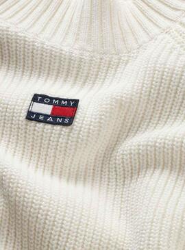 Pull Tommy Jeans Badge MaquetteNeck Blanc Femme