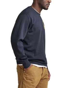Sweat G-Star Tuile Back Loose Bleu pour Homme