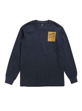 Sweat G-Star Tuile Back Loose Bleu pour Homme