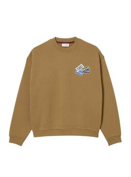 Sweat Lacoste Loose Fit Brun pour Homme
