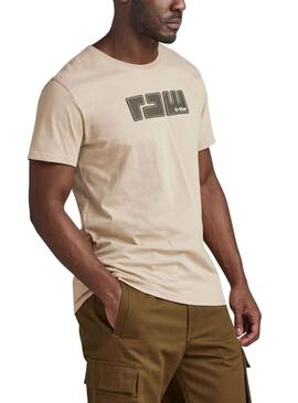 T-Shirt G-Star Raw Feutre Beige pour Homme