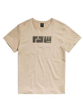 T-Shirt G-Star Raw Feutre Beige pour Homme