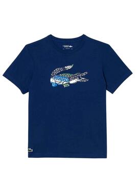 T-Shirt Lacoste Sport Knitted Bleu pour Homme