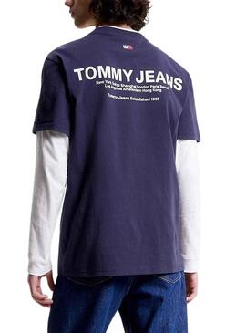 T-Shirt Tommy Jeans Linear Back Bleu Marine Homme