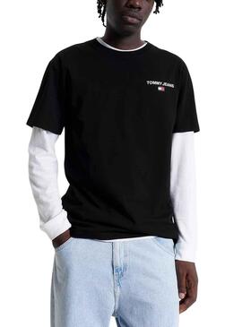 T-Shirt Tommy Jeans Linear Back Noire Homme