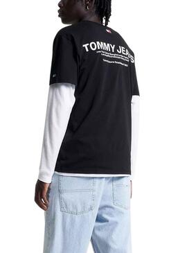 T-Shirt Tommy Jeans Linear Back Noire Homme