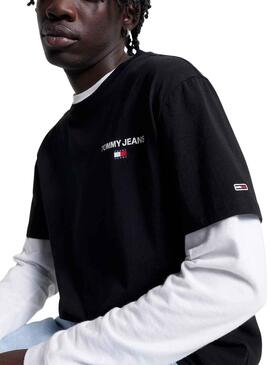 T-Shirt Tommy Jeans Linear Back Noire Homme