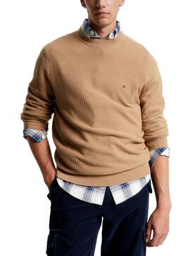 Pull Tommy Hilfiger Rectangulaire Beige Homme