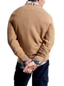 Pull Tommy Hilfiger Rectangulaire Beige Homme