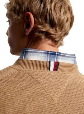 Pull Tommy Hilfiger Rectangulaire Beige Homme