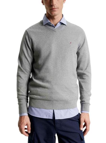 Pull tommy on sale hilfiger gris homme