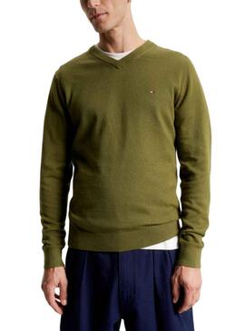 Pull Tommy Hilfiger Pima Cashmere Vert Homme