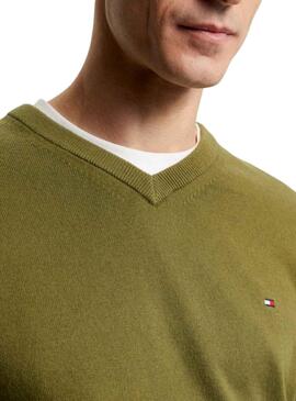 Pull Tommy Hilfiger Pima Cashmere Vert Homme