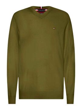 Pull Tommy Hilfiger Pima Cashmere Vert Homme