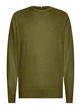 Pull Tommy Hilfiger Pima Cashmere Vert Homme