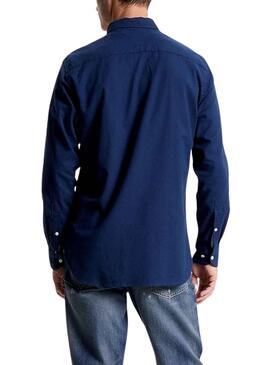 Chemise Tommy Hilfiger Flex Brushed Bleu Marine Homme